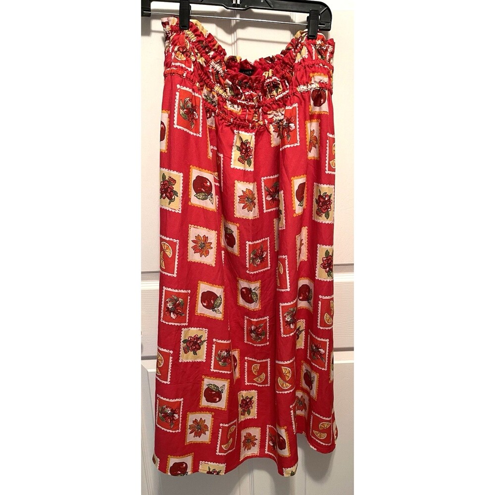 Skies Are Blue Patchwork Fruit Floral Skirt Colorful Ladies Size 1X